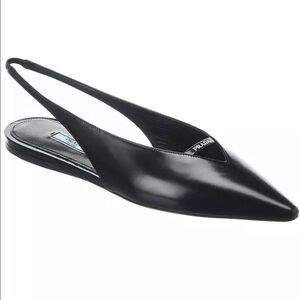 Prada name logo Leather Slingback Flats
Black 39